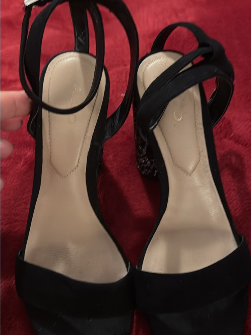 Aldo Black Open-Toe Ankle Strap Block Sandals